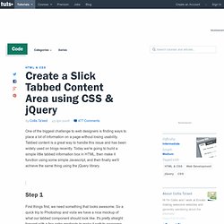 Create a Slick Tabbed Content Area using CSS & jQuery