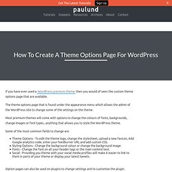 How To Create A Theme Options Page For Wordpress