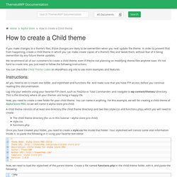 How to create a Child theme