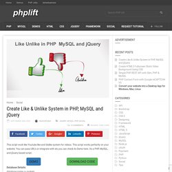 Create Like & Unlike System in PHP, MySQL and jQuery