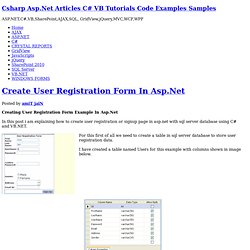 Create User Registration Form In Asp.Net