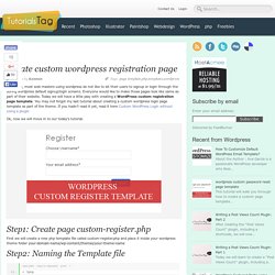 Create custom wordpress registration page