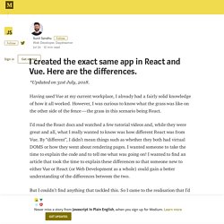 I created the exact same app in React and Vue. Here are the differences.