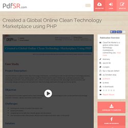 Created a Global Online Clean Technology Marketplace using PHP