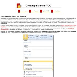 Creating a Manual TOC