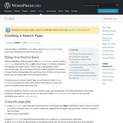 Creating a Search Page