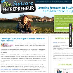 Creating Your One Page Business Plan And Path To Profit