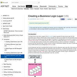 Creating a Business Logic Layer (VB)