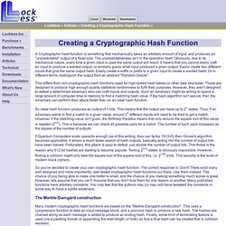 Creating a Cryptographic Hash Function