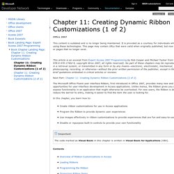 Chapter 11: Creating Dynamic Ribbon Customizations (1 of 2)