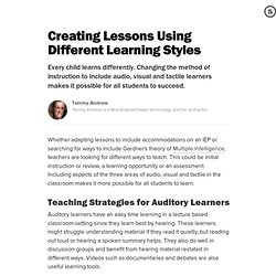 Creating Lessons Using Different Learning Styles: Varying Instru