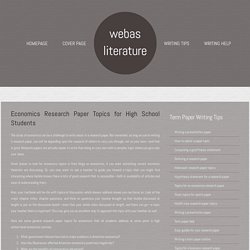 Creating Topics For High School Economics Research Papers