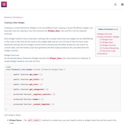 Creating a New Widget - Elementor Developers