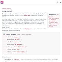 Creating a New Widget - Elementor Developers