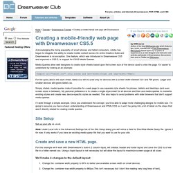 Creating a mobile-friendly web page with Dreamweaver CS5.5 - Tutorial - Dreamweaver Club
