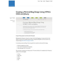 Creating a Minimal Blog Design Using HTML5, CSS3 and jQuery - Joel Sutherland