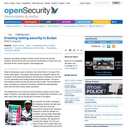 Creating lasting security in Sudan