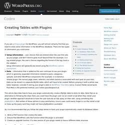 Creating Tables with Plugins