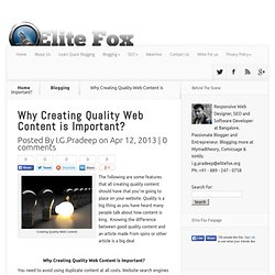Why Creating Quality Web Content is Important?