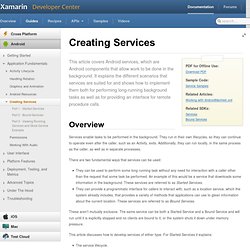 Creating Services - Xamarin