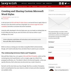 Creating and Sharing Custom Microsoft Word Styles