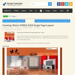 Creating ‘Mono’ HTML5 CSS3 Single Page Layout