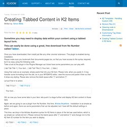 Creating Tabbed Content in K2 Items