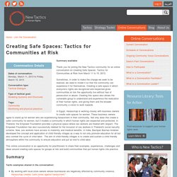 Creating Safe Spaces: Tactics for Communities at Risk