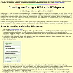 Creating and Using a Wiki with Wikispaces