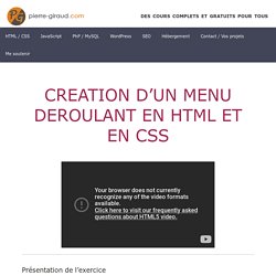 Création d'un menu déroulant en HTML et en CSS