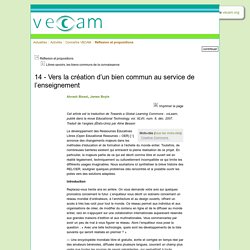 Vecam - 14 - Vers la création d’un bien commun au service de l’enseignement