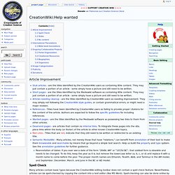 Help wanted - CreationWiki, the encyclopedia of creation science