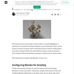 Creative Coding in Blender: A Primer - Jeremy Behreandt - Medium