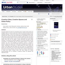 Creative Cities, Creative Spaces and Urban Policy