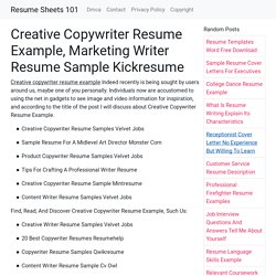 Creative Copywriter Resume Example