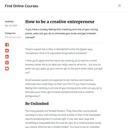 How to be a creative entrepreneur - Find Online Courses