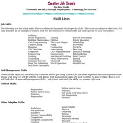 Creative Job Search: Skill Lists