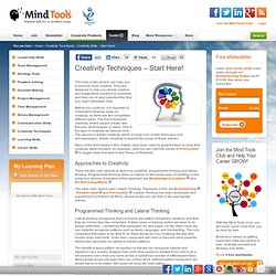 Creativity Processes, Creative Thinking and Lateral Thinking from MindTools