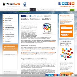 Creativity Processes, Creative Thinking and Lateral Thinking from MindTools.com