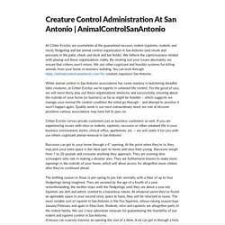 Creature Control Administration At San Antonio