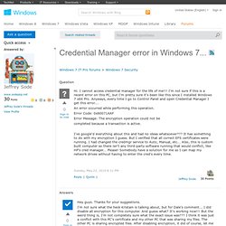 Credential Manager error in Windows 7... - Cyberfox