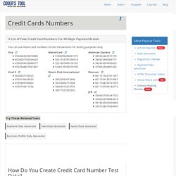 Credit Card Number Generator — Unlimited Fake Card