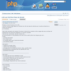 créé une interface/base de donnée : PHP débutant