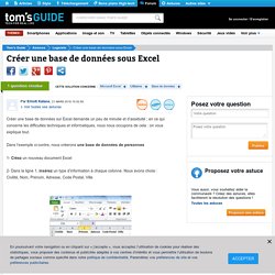 Créer une base de données sous Excel