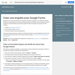 Créer une enquête avec Google Forms - Aide Éditeurs Docs