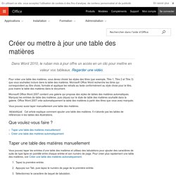 Créer ou mettre à jour une table des matières - Word