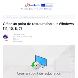 20190310082630 # W10 - Restauration Point - Créer un point de restauration sur Windows – Le Crabe