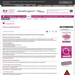 Créer une radio lycéenne - Ministère de l'Éducation nationale, de l'Enseignement supérieur et de la Recherche