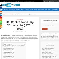 ICC Cricket World Cup Winners List (1975 to 2019)