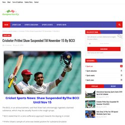 Cricketer Prithvi Shaw Suspended Till November 15 By BCCI